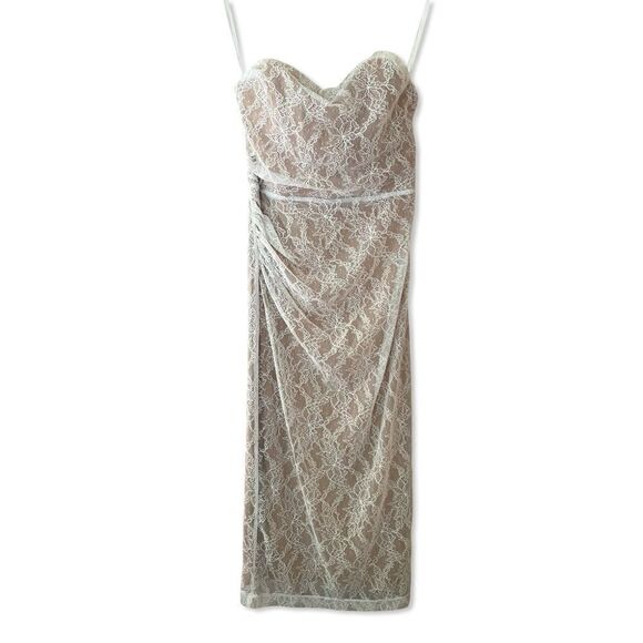 Michael Costello x Revolve Noa Midi Dress white lace stretch strapless $238 XXS - Picture 4 of 12